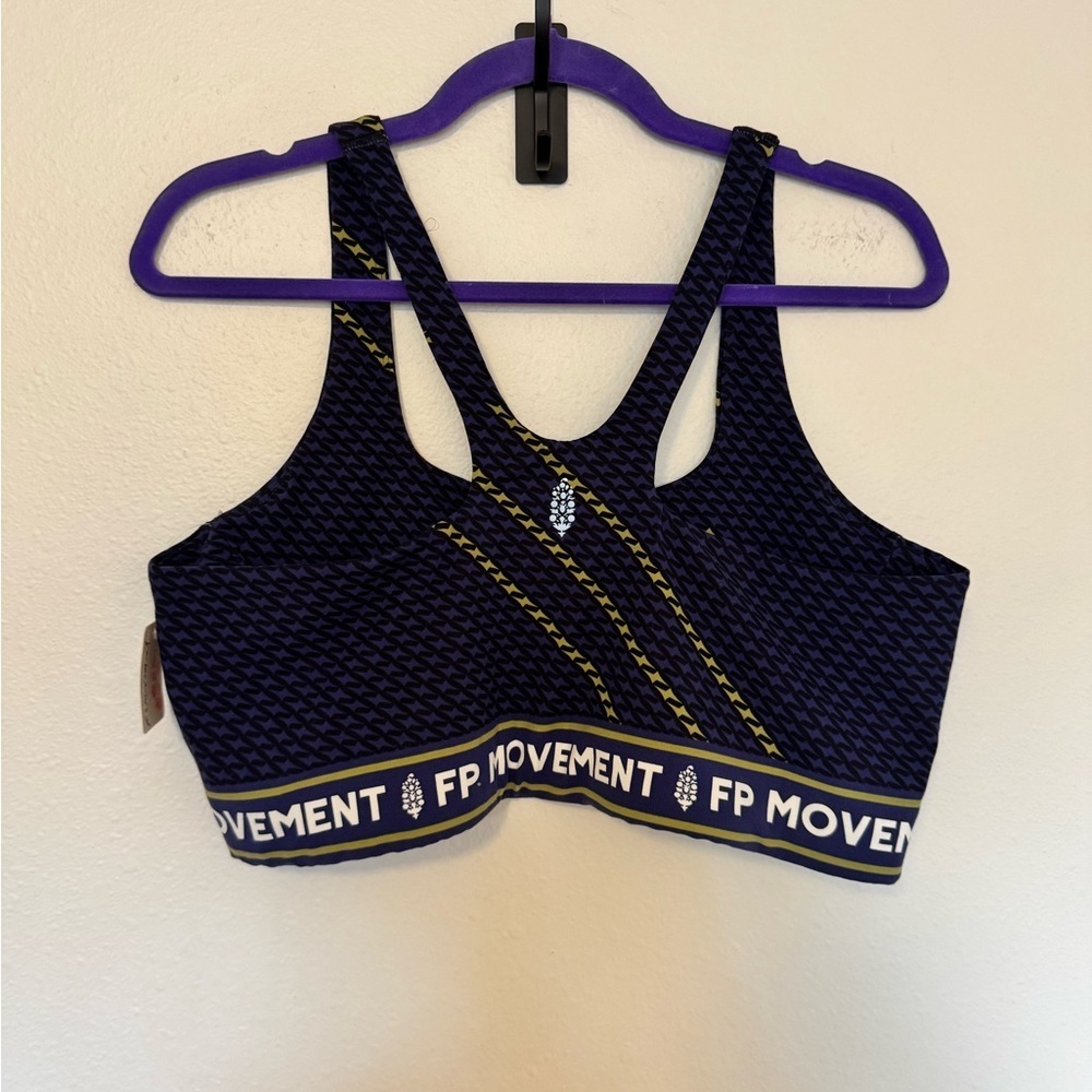 NEW Free People FP Movement Sports Bra Blue Yellow Medium Impact Size XL NWT - Picture 5 of 9